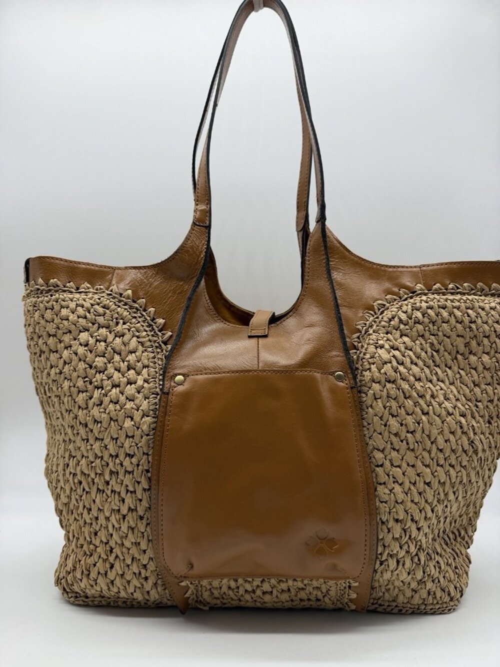 PATRICIA NASH Santorini woven straw & leather trim women's medium tote -Natural - Picture 10 of 13